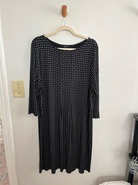 J. Jill Wearever Collection Dress Womens XL Black White 3/4 Sleeve Lagenlook